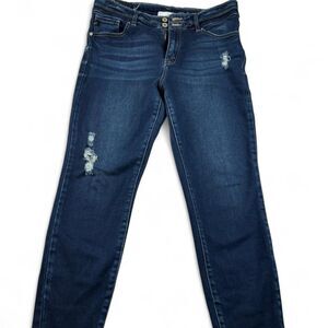 Kancan Women’s Dark Wash Distressed Skinny Jeans Size 13/30 Stretch Denim